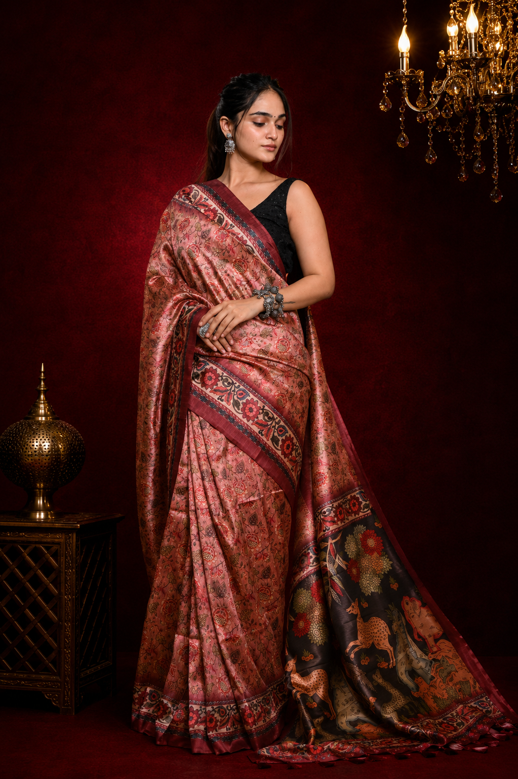 Soft silk saree with digital printed work.