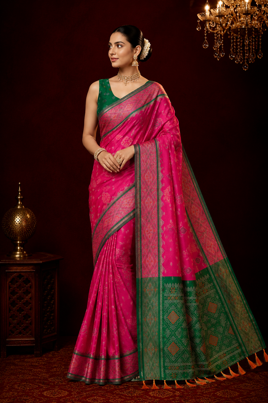 Patola silk saree with weaving work.