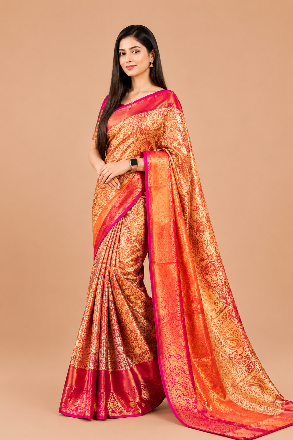 Premium banarasi tissue silk saree with zari weaving work.