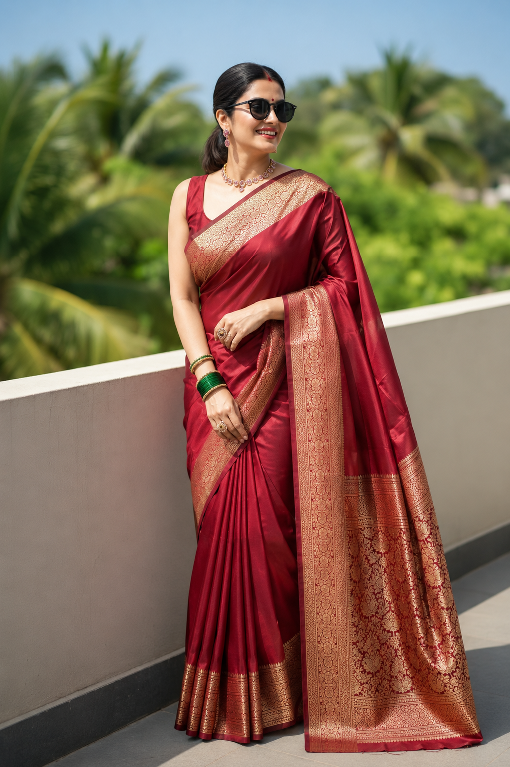 Soft kanchipuram silk saree with golden zari weaving work.