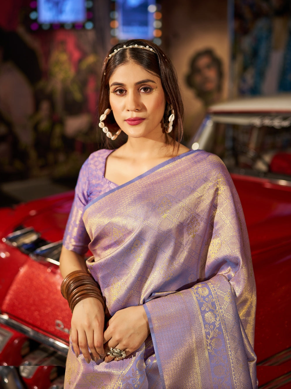Soft silk saree with zari weaving work.