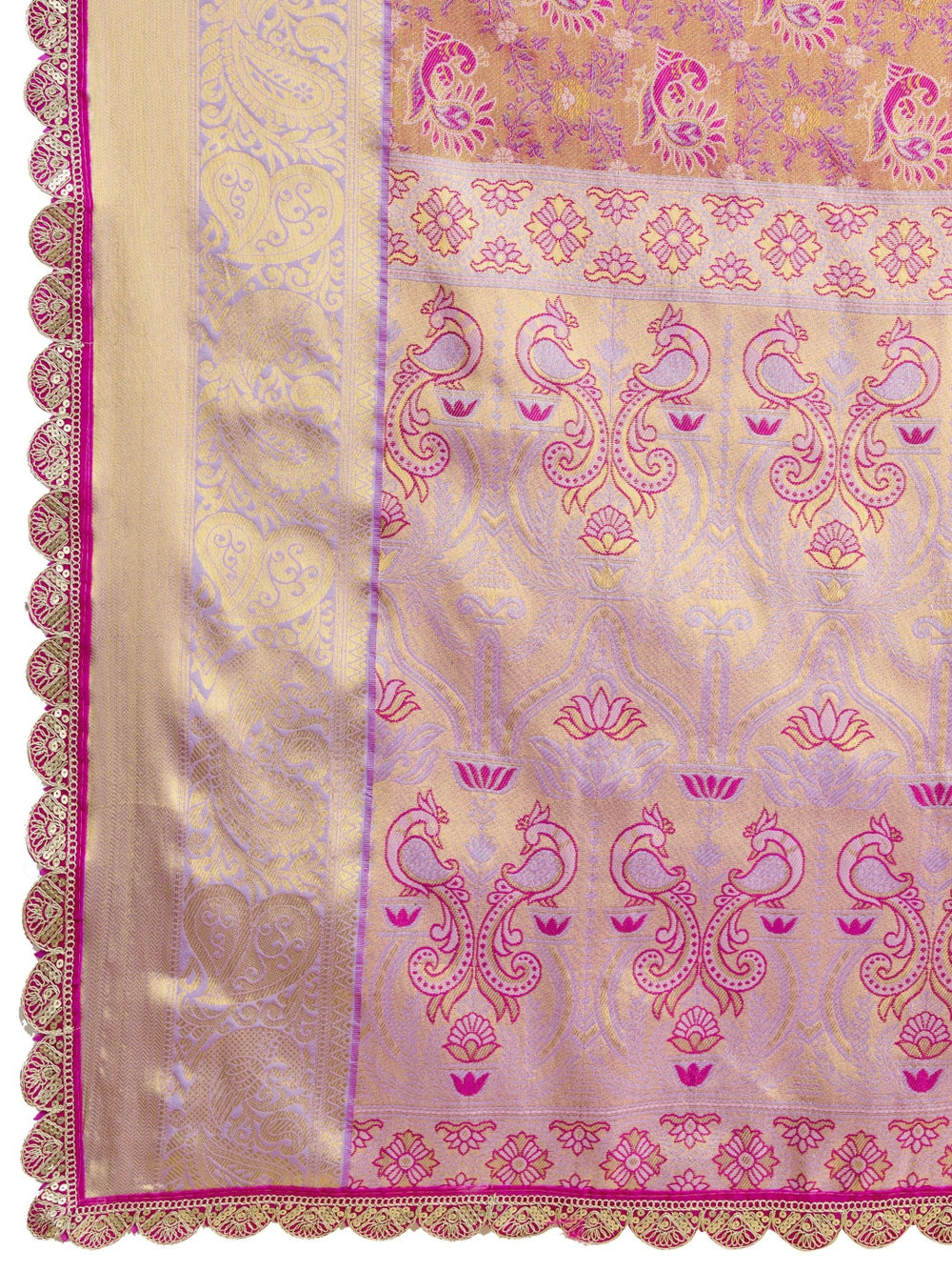 Kanjivaram silk saree with zari weaving work.