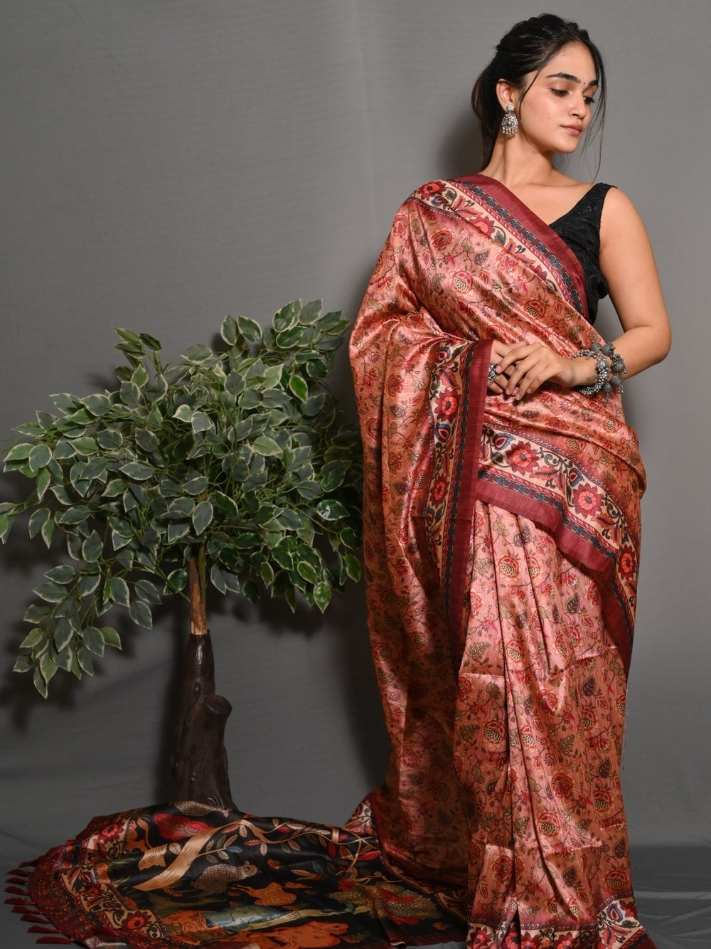 Soft silk saree with digital printed work.