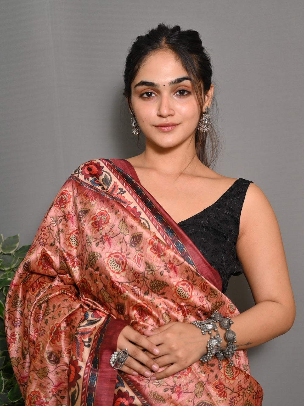 Soft silk saree with digital printed work.