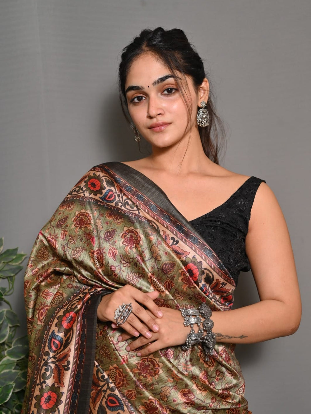 Soft silk saree with digital printed work.