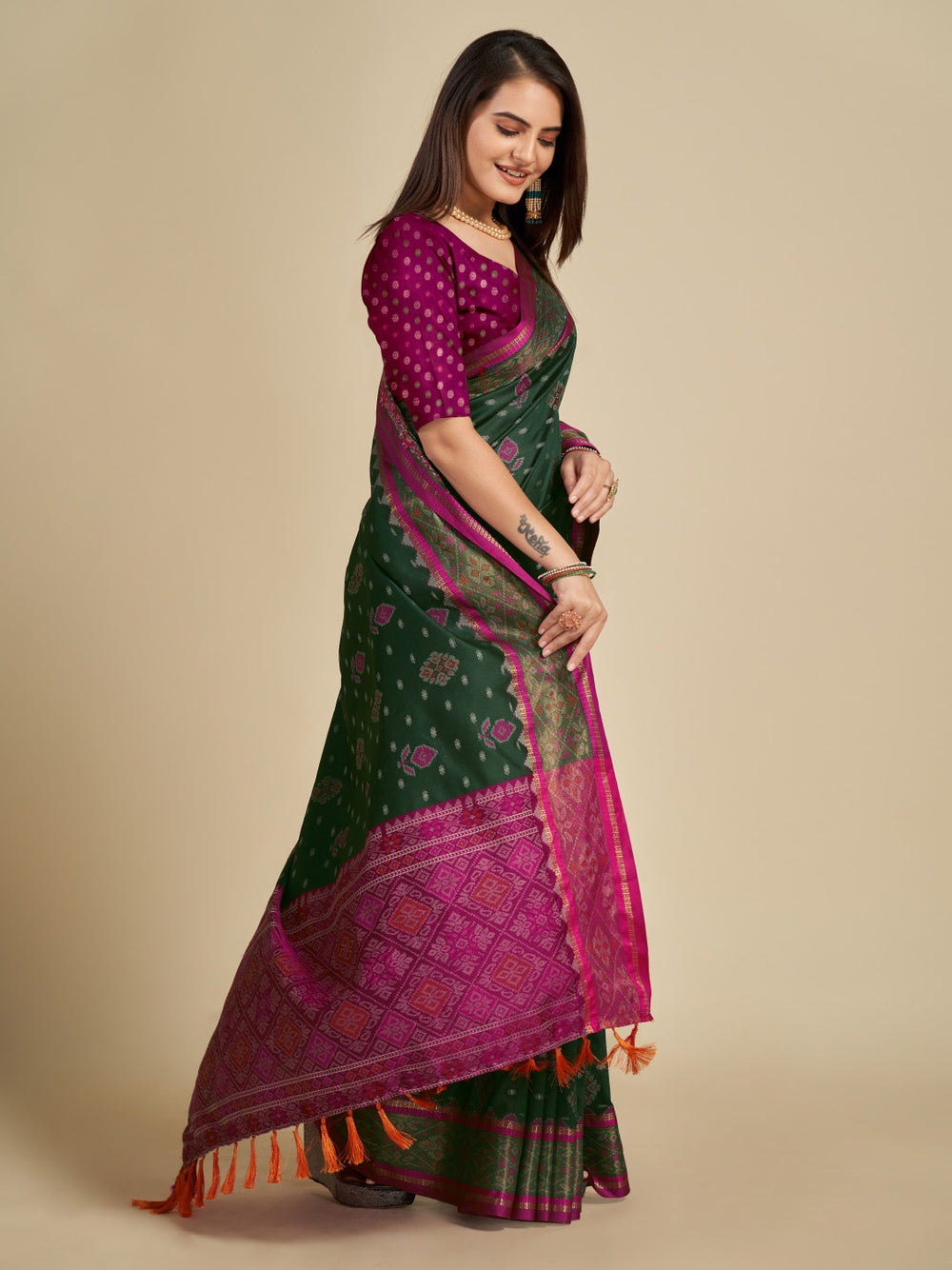 Patola silk saree with weaving work.