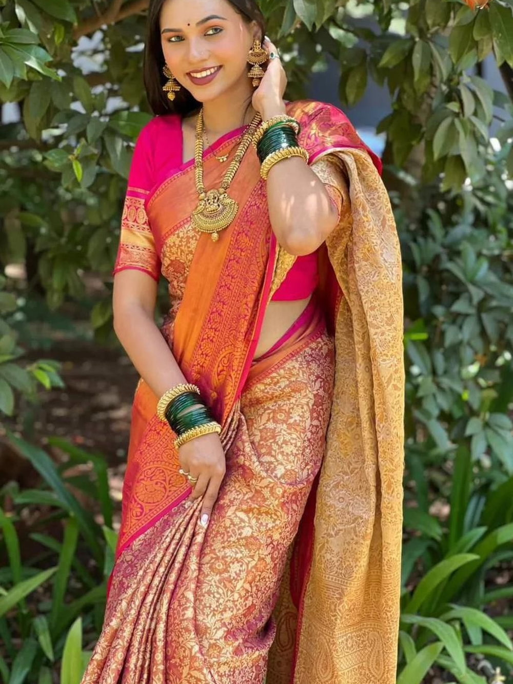 Premium banarasi tissue silk saree with zari weaving work.