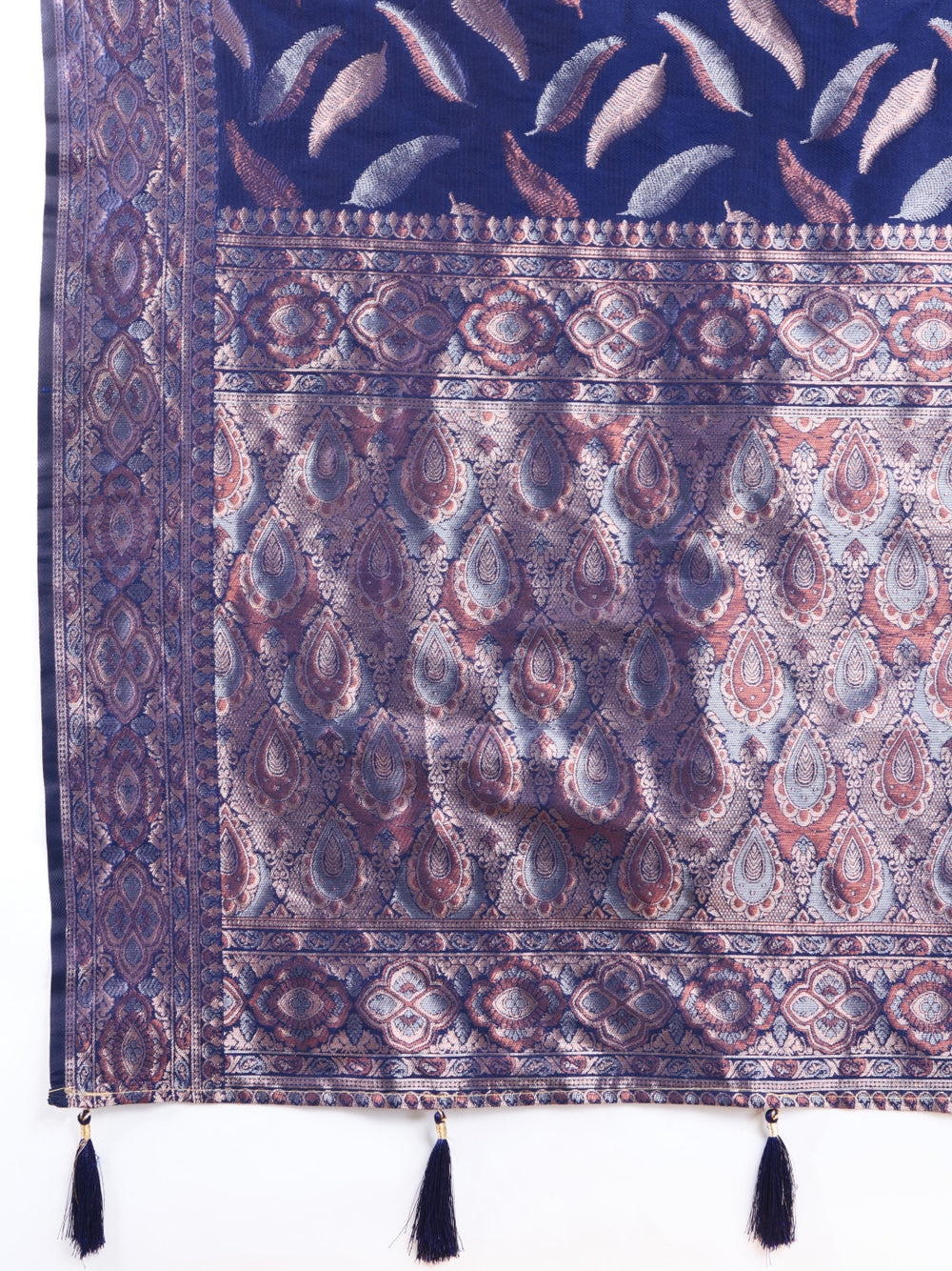 Traditional banarasi silk saree with zari weaving work.