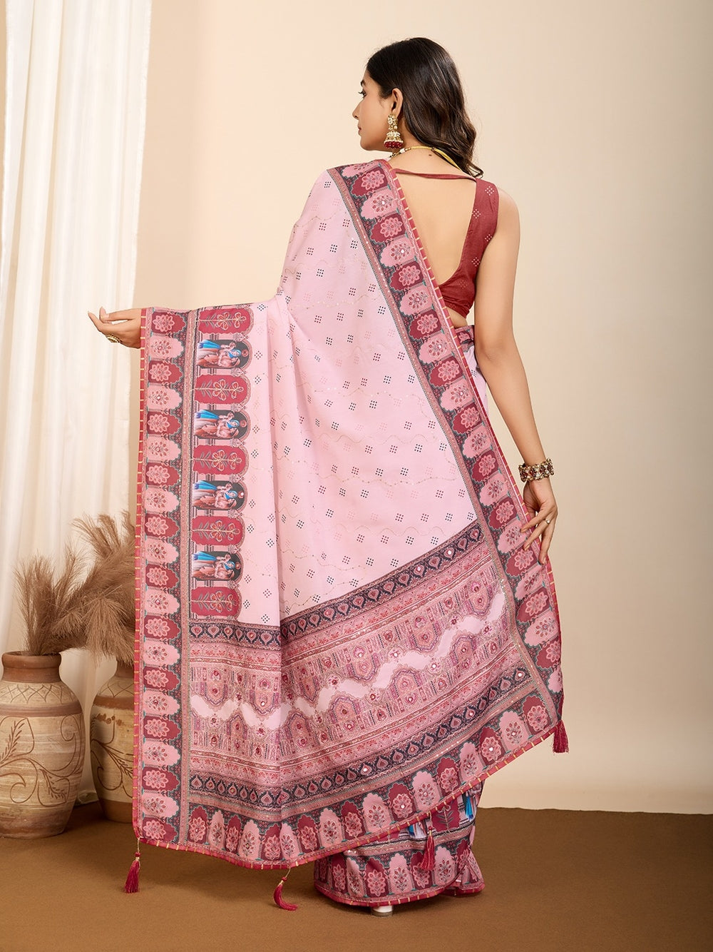 Fancy muslin cotton saree with digital printed work.