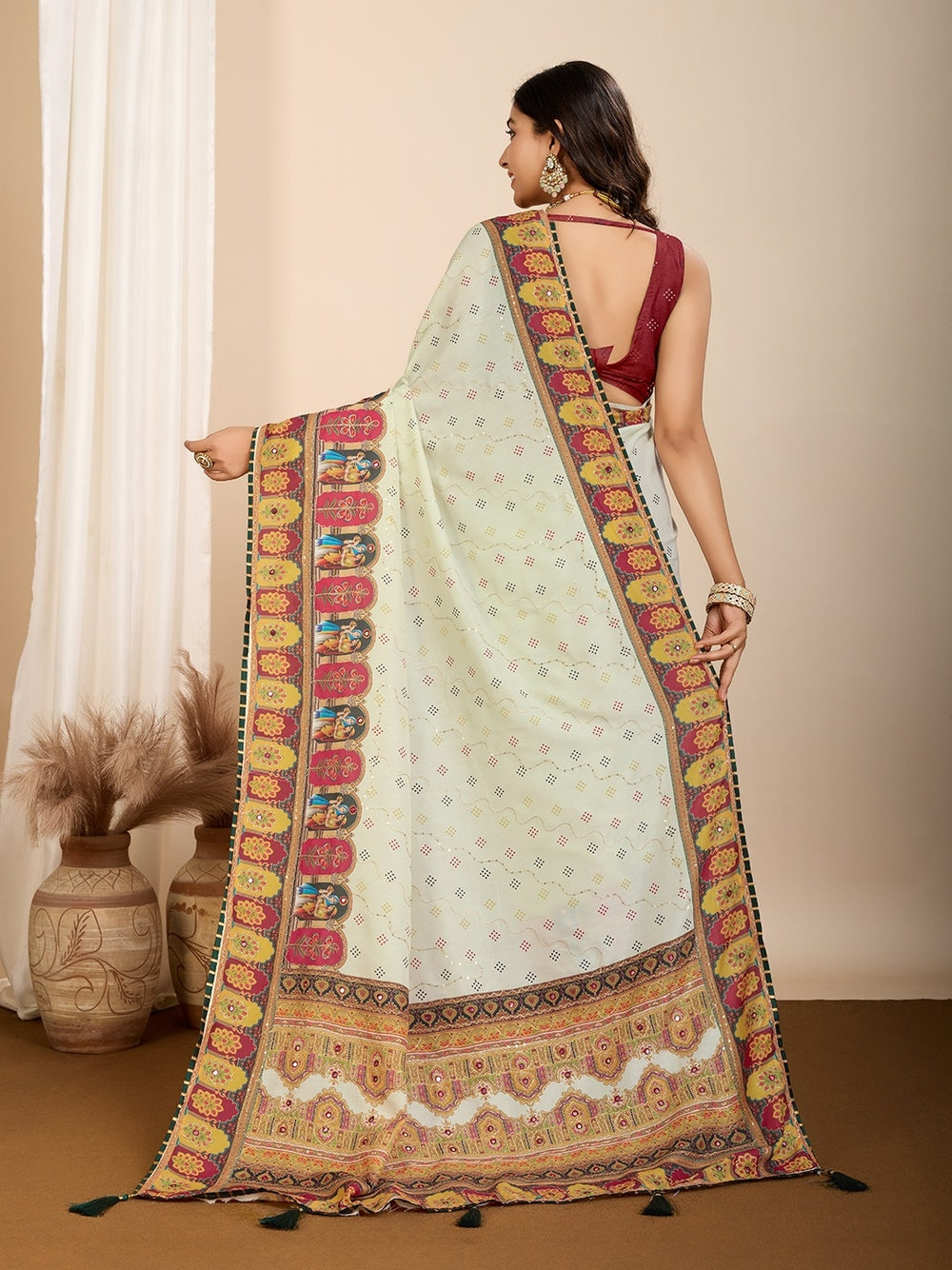 Fancy muslin cotton saree with digital printed work.