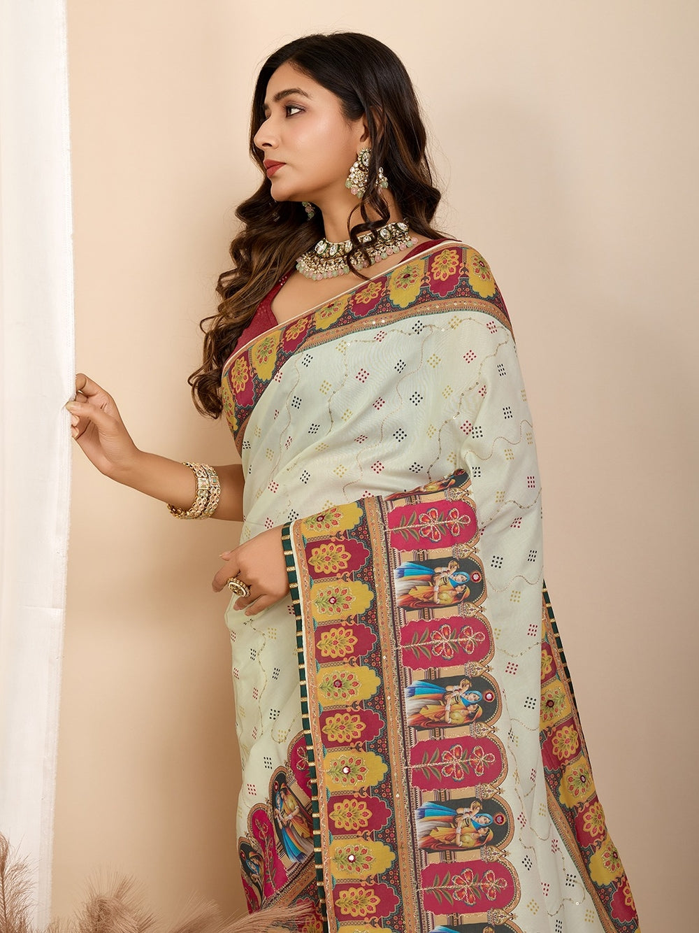 Fancy muslin cotton saree with digital printed work.