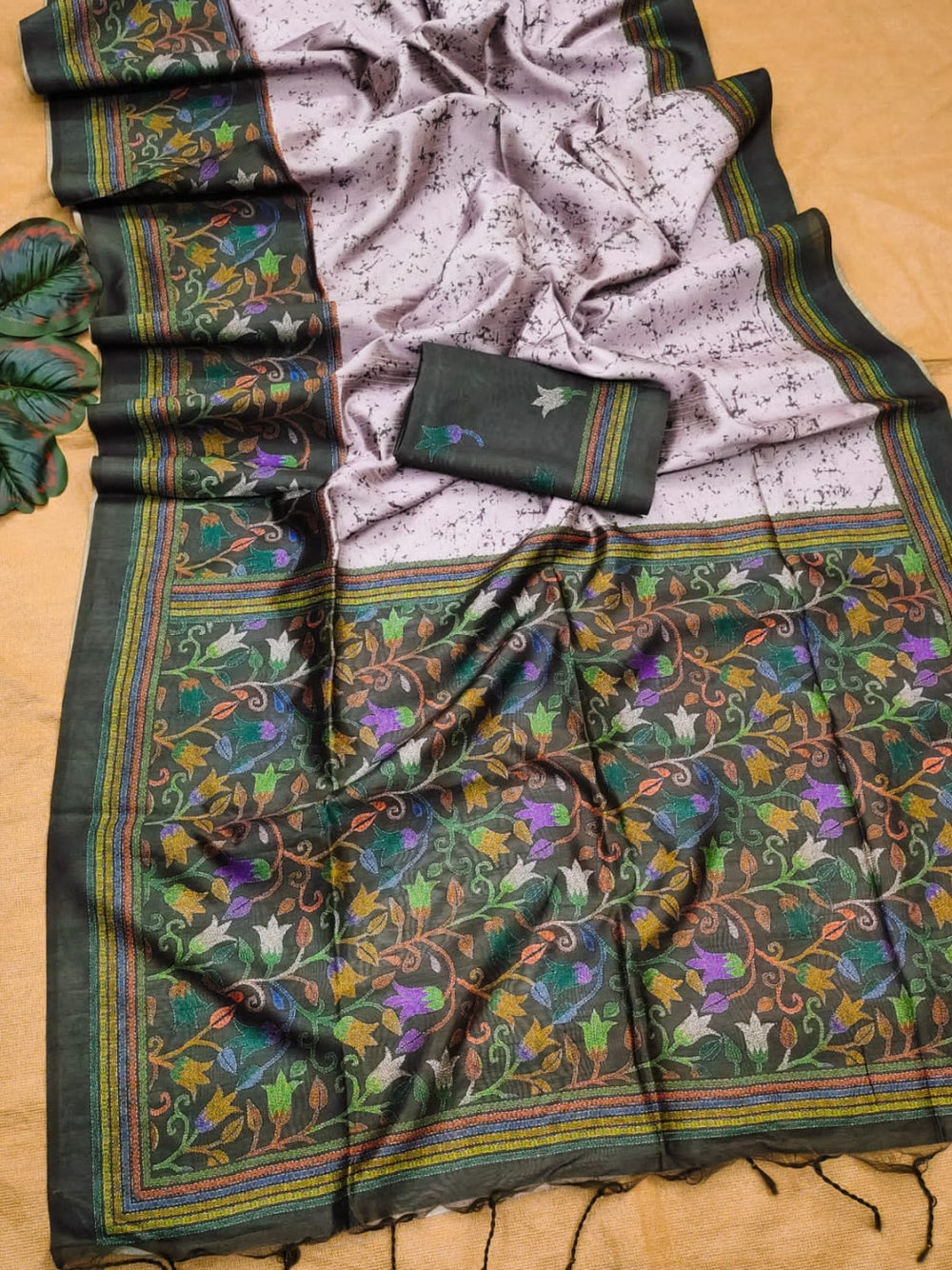 Tussar silk saree with digital printed work