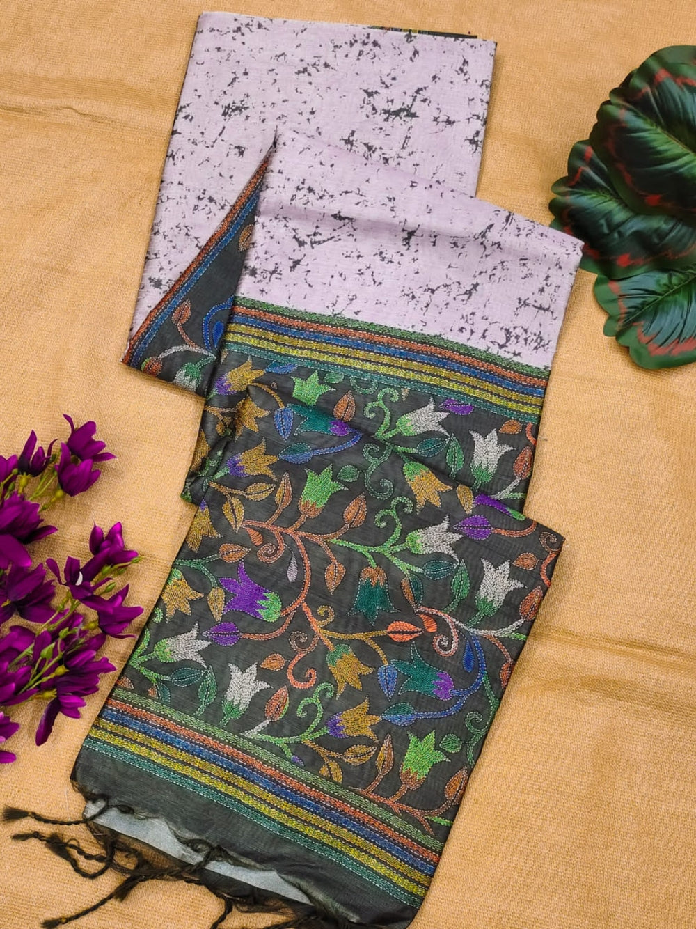Tussar silk saree with digital printed work