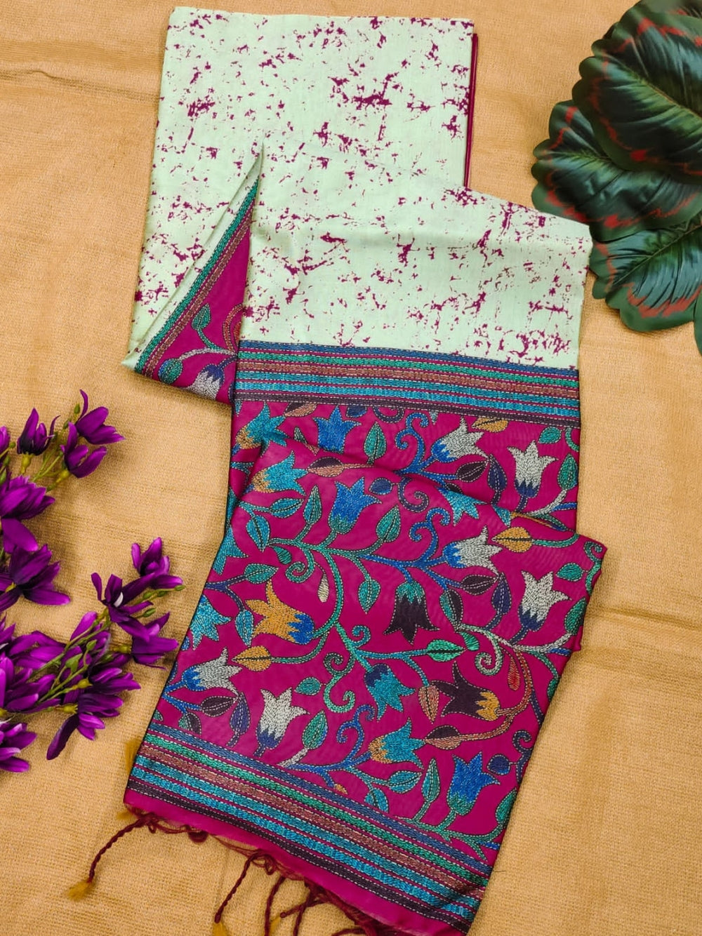Tussar silk saree with digital printed work