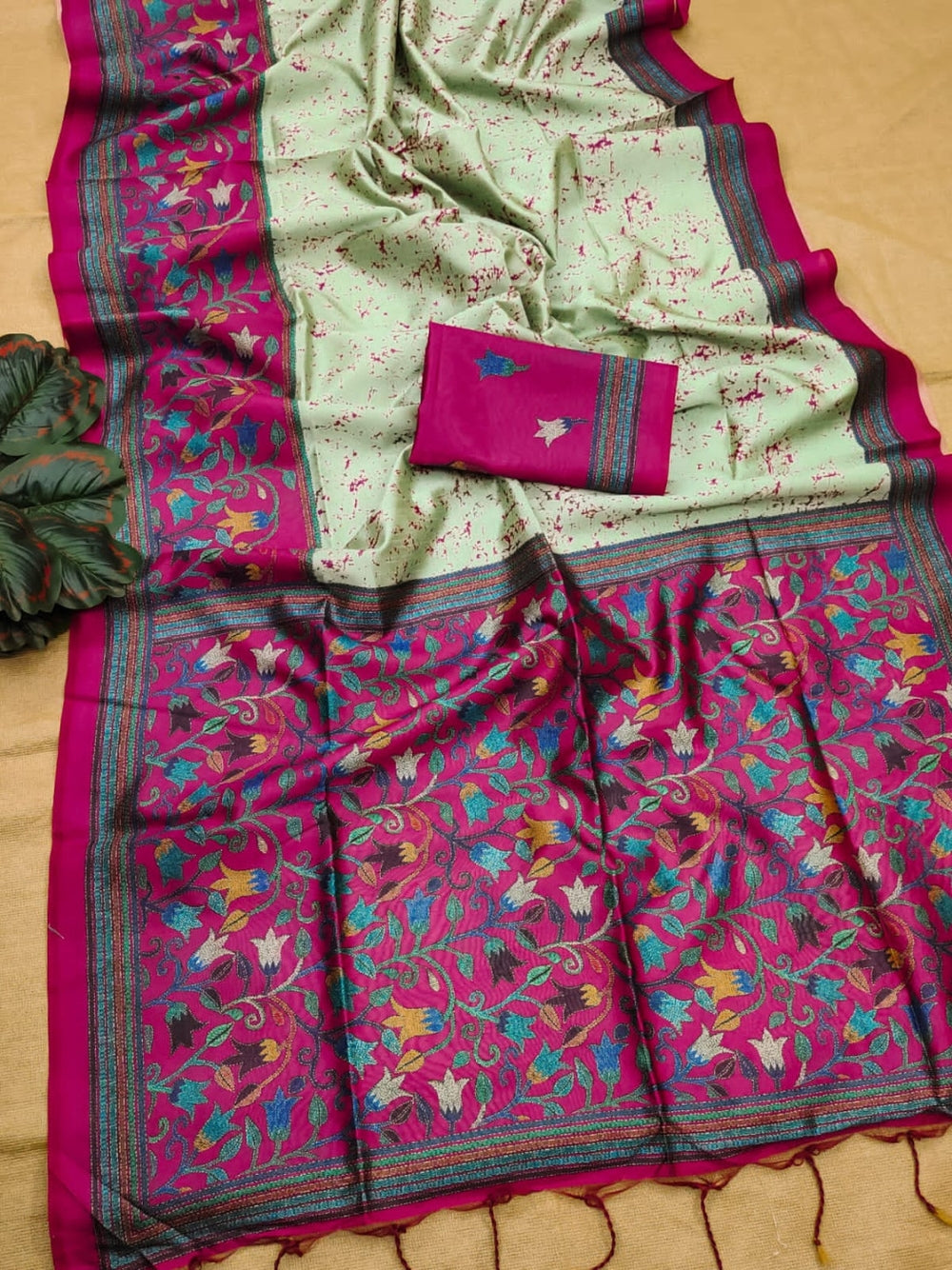 Tussar silk saree with digital printed work