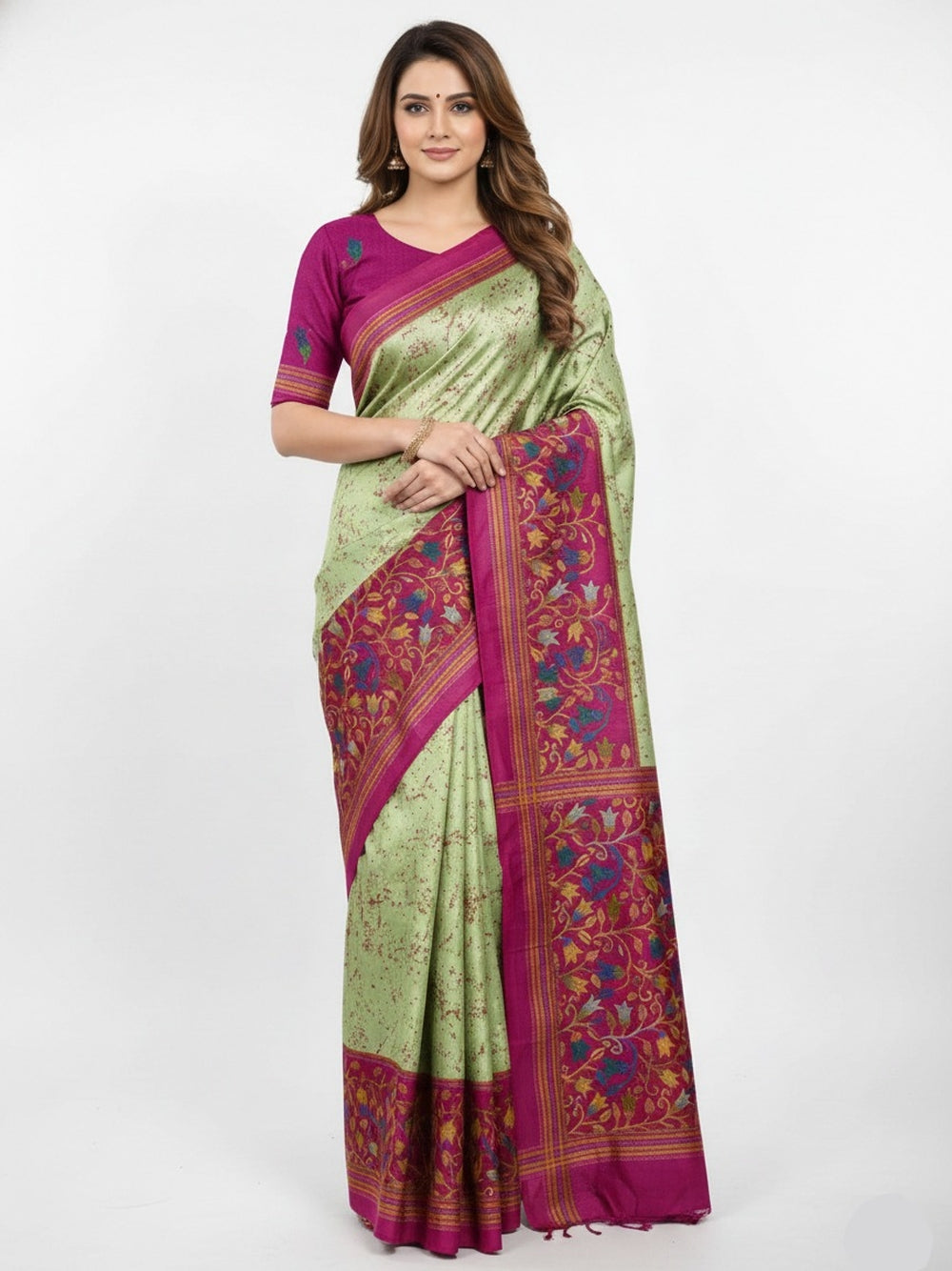 Tussar silk saree with digital printed work