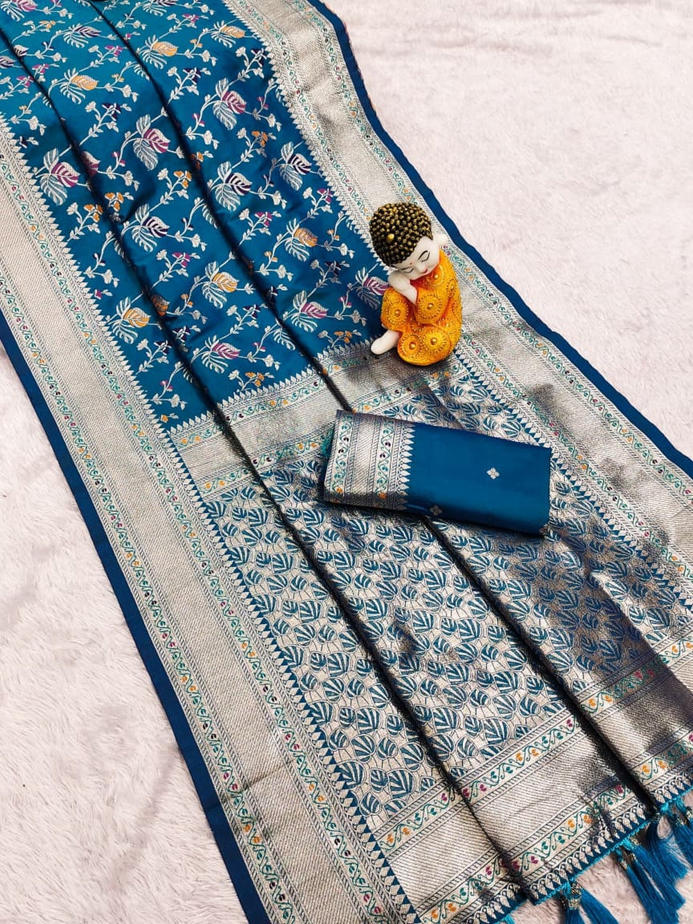 Premium banarasi silk saree with meenakari zari weaving work.