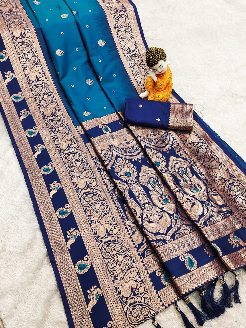 Pure soft banarasi silk saree with meenakari zari weaving work.